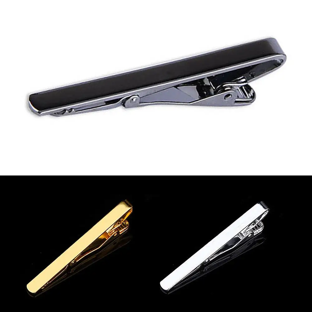 

1pcs Men's Tie Clip Gold/Silver Color Metal Simple Bar Clasp Practical Necktie Clasp All-match Men's Formal Business Tie Clip
