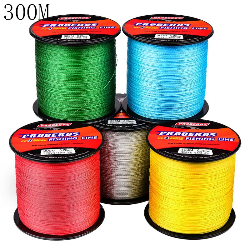 

Proberos Fishline 4 стойки 300 м/328 ярдов леска 4 переплетения плетеные лески 6 фунтов PE Multifilamento De Pesca