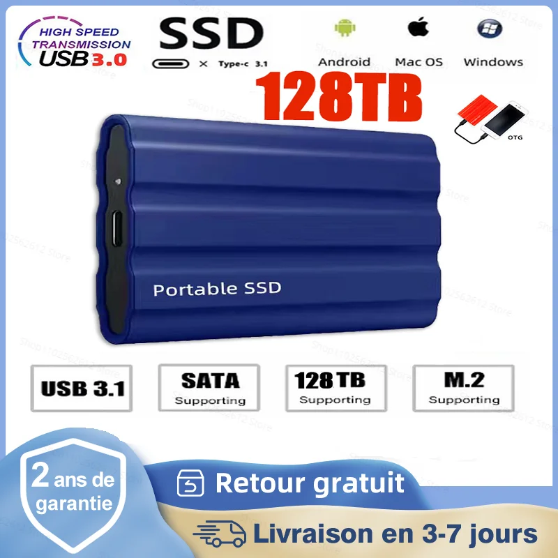 

SSD External Mobile Solid State Drive Flash 64TB TypeC USB3.1 8TB Mini Slim High Speed Transfer SSD Flash Memory Device