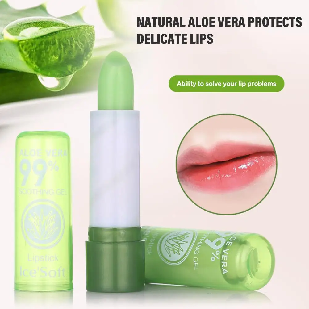 

Aloe Vera Lip Balm Color Changing Lipstick Lasting Lip Moisturizing Waterproof Change Temperature Lips Nourishing Care X6O4