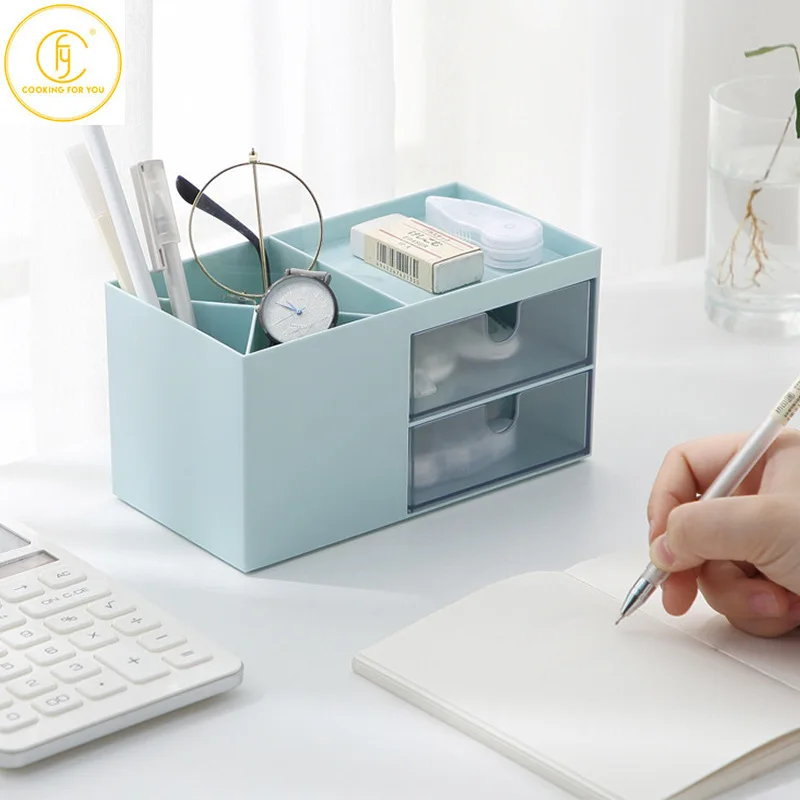 

Plastic Multifunction Cosmetics Storage Box Household Desktop Sundries Storage Containers Family Snacks Pencil Pen Storage Boxes