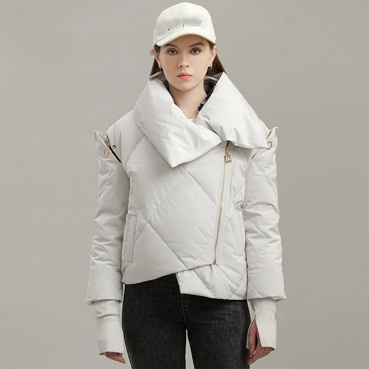 2022 Women's Winter Jacket Stitching Shoulder Sleeves Casual Solid Color Short Parka Women's Elegant Down Jacket enlarge