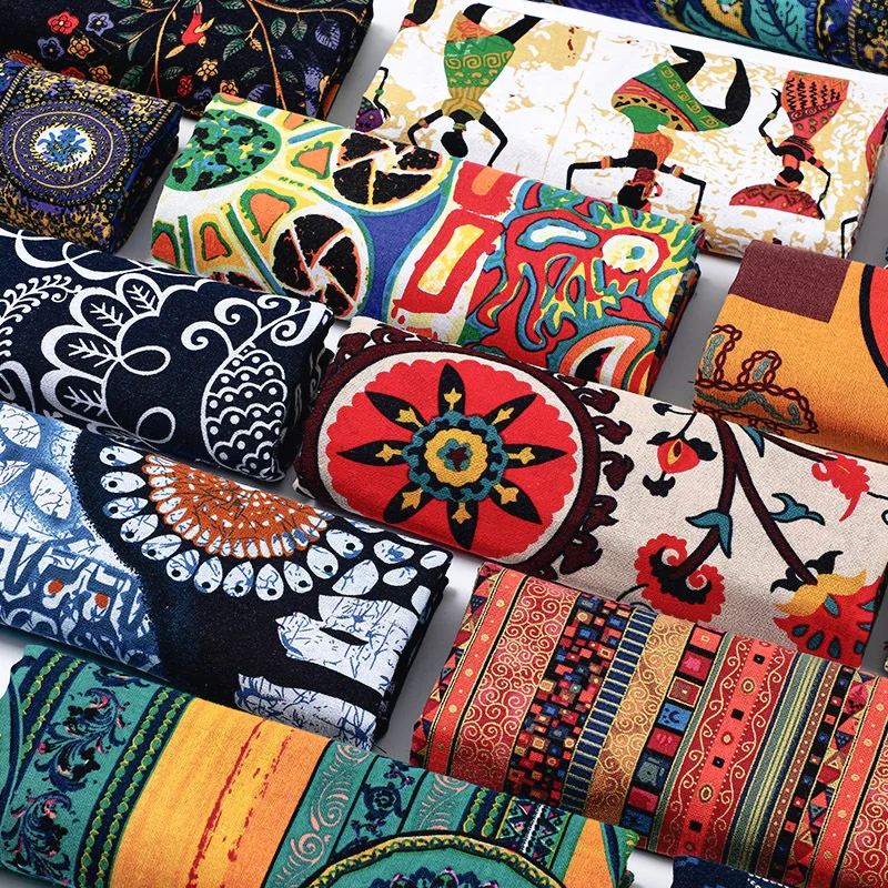 

Cotton and Linen Fabric Ethnic Style Printing Handmade Tablecloth Sofa Cover Clothing Cloth Fabric for Sewing