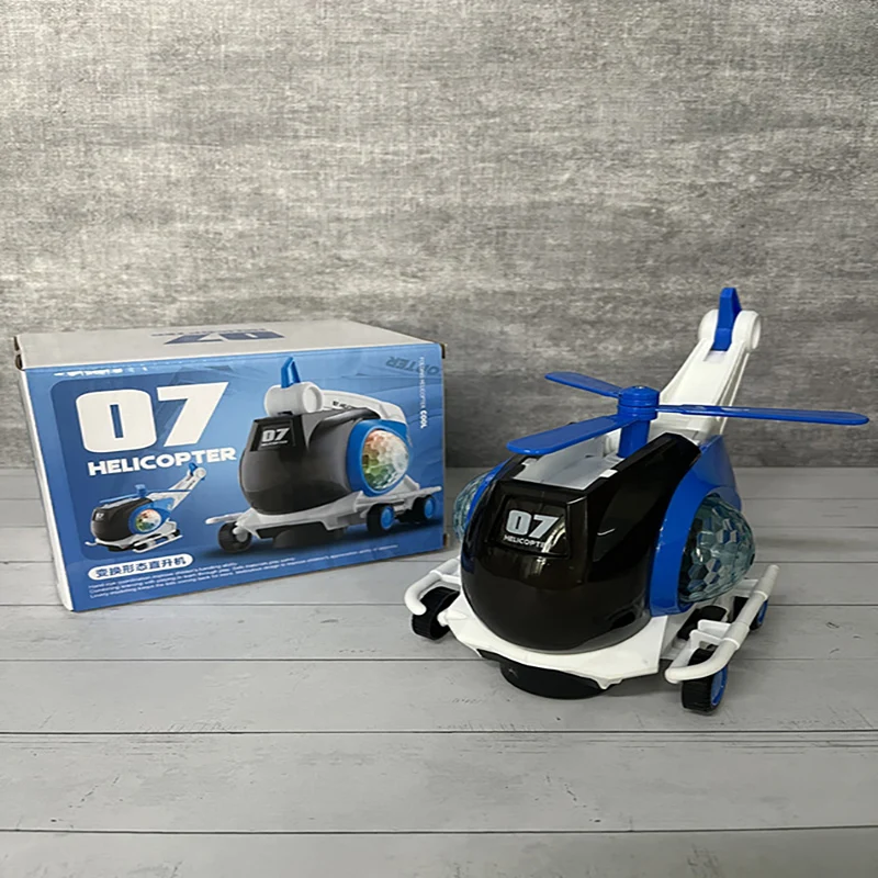 

Electric Universal Walking Aircraft Variable Form Transform Helicopter Model Lighting Music Children's Day Boy Toys Car Gift