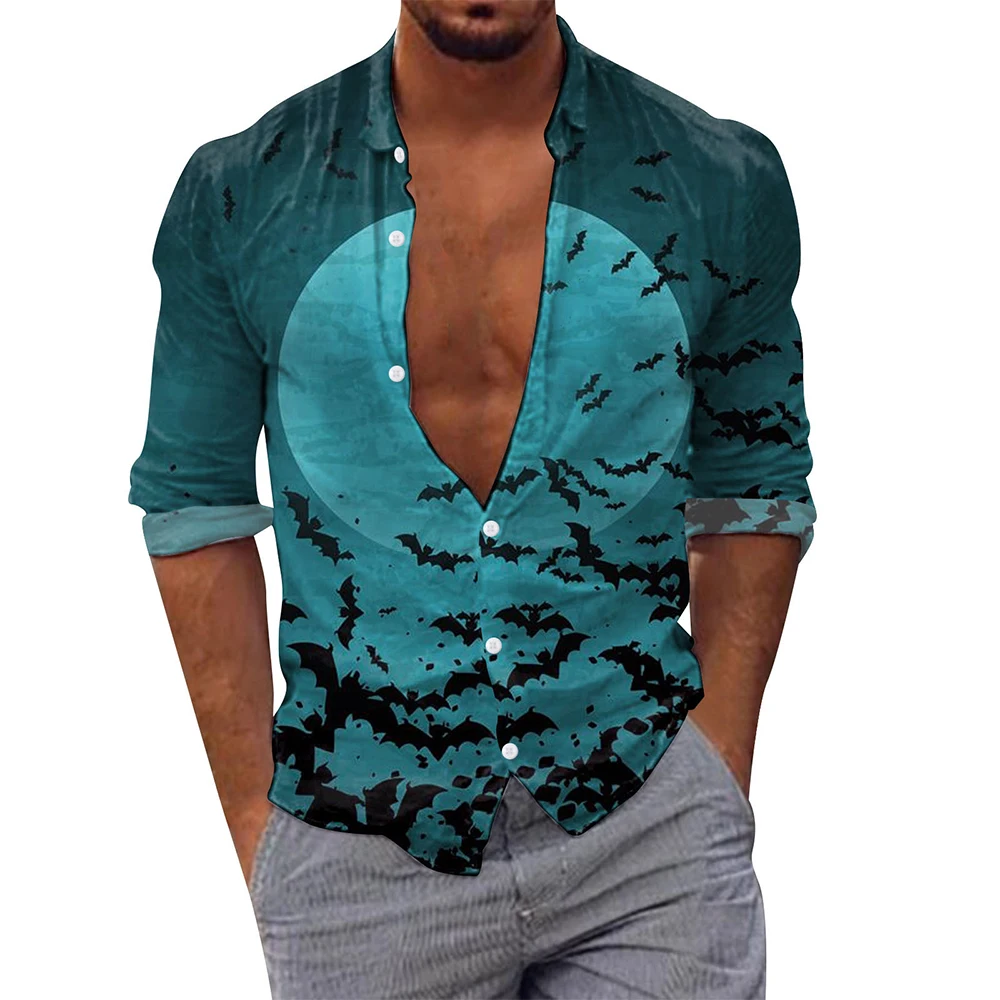 

Tops Men Shirts Long Sleeve Shirt Men New Print Slim Fit Sports Top Breathable Button Up Shirt Casual 3D Printing
