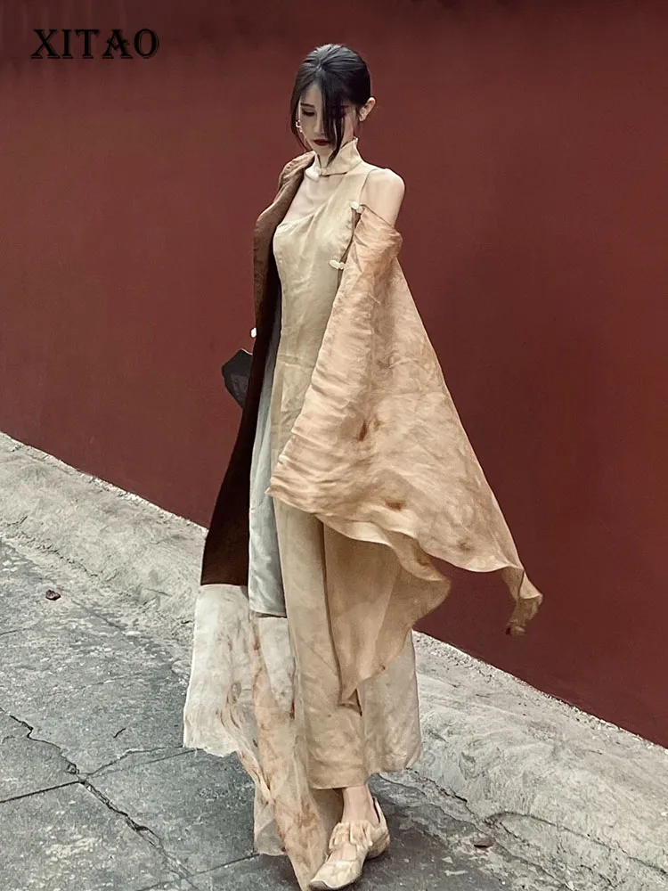 

XITAO Irregular Dress Fashion Women Patchwork Solid Color Goddess Fan Casual Style 2022 Autumn Pleated Sleeveless Dress WLD8553