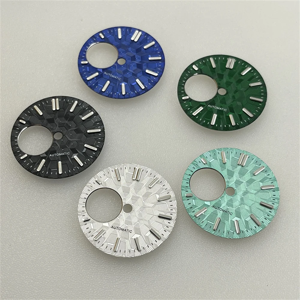 

New Creative Fashion Watch Dial 28.5mm Green Luminous Watch Faces Fits for NH34 NH38 Movement Mechanical Watch Parts Accessories