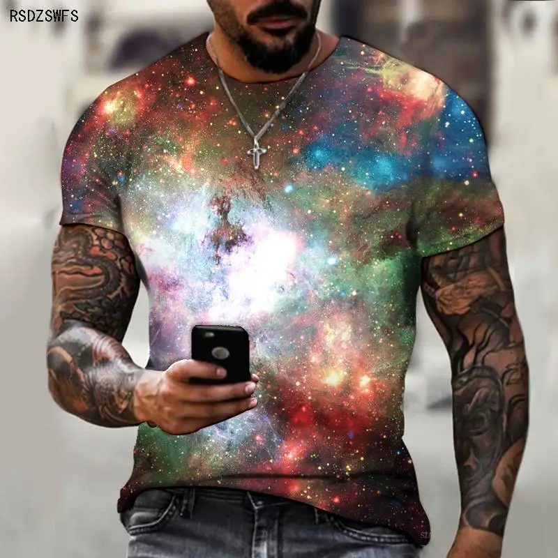 

Camouflage Street Creative Trend 3D Starry Art Full Color T-shirt Summer Men O-neck Oversized T-shirt Jersey 2022 Breathable