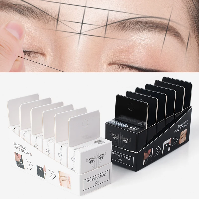 

6pcs Tattoo Thread Eyebrow Marker Thread Tattoo Brows Point Pre Inked Brow Tattoo Pre-Inked Mapping String Eyebrow Thread Makeup