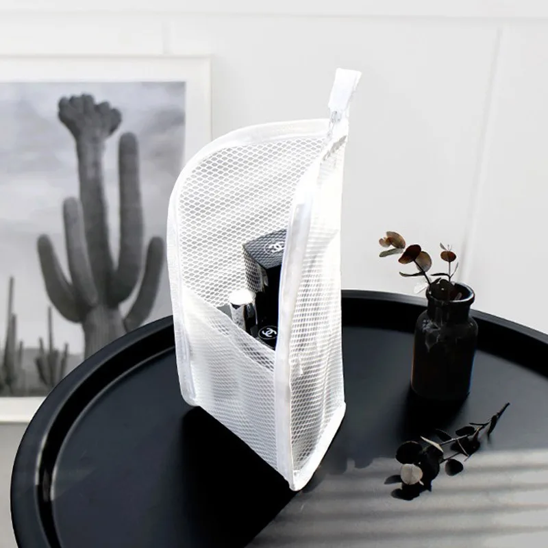 1 Pc Folding Zipper Travel Makeup Brush Bag Portable Mesh Cosmetic Toothbrush Washing Organizer |