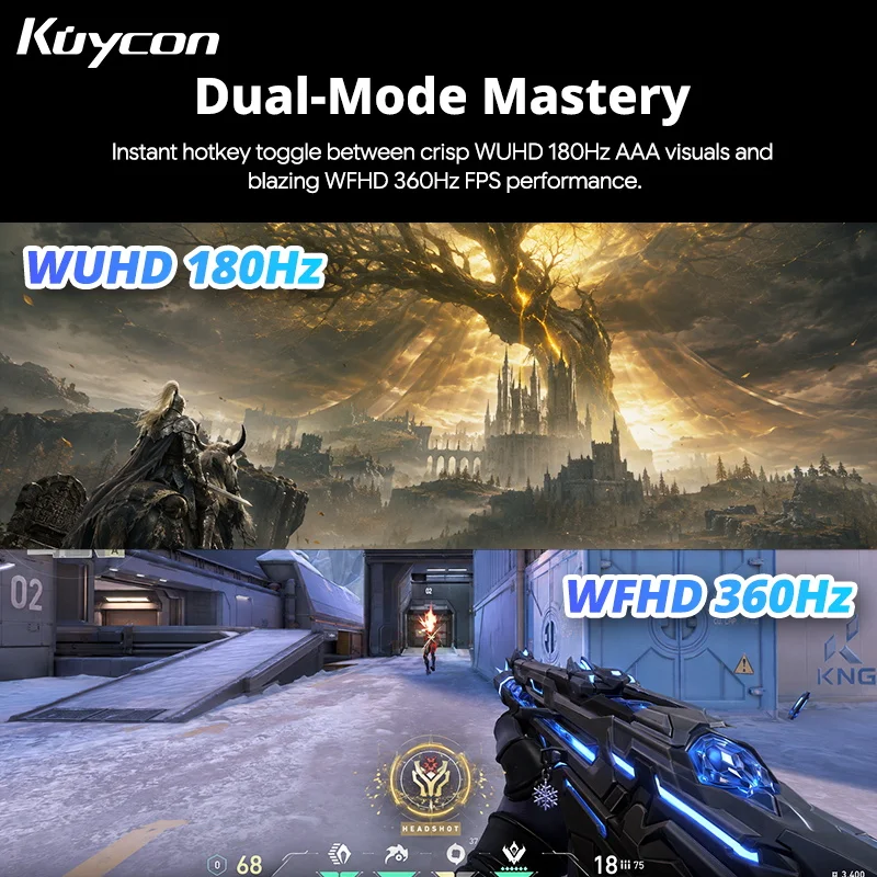 Фото Игровой монитор Kuycon W34KB 34 дюйма WUHD 180-360 Гц ультраширокий 21:9 HVA 5120x2160 HDR USB-C 100W 99% sRGB 98% DCI-P3 настольный дисплей №3