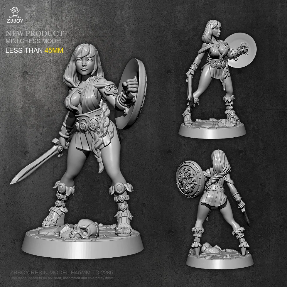 

45mm Resin Figure Kits Female fighter Model Self-assembled TD-2285