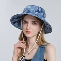 bucket hat with string women summer sunshine protection wide brim beach outdoor holiday fishing hiking accessory