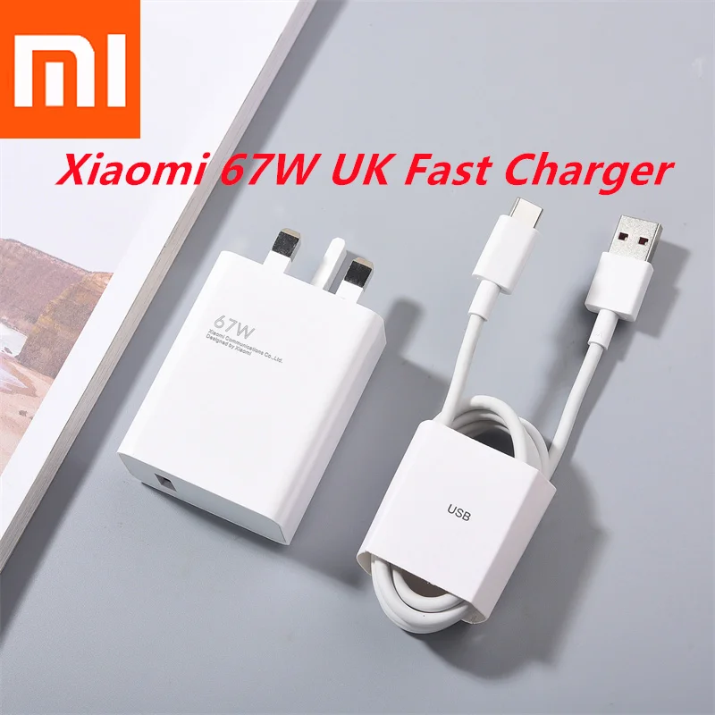

Original For 67W EU/UK Turbo Fast Charger For Xiaomi 12 11 POCO X5 X4 Pro Fast Wall Charging Adapter 1M 6A USB Type C Cable