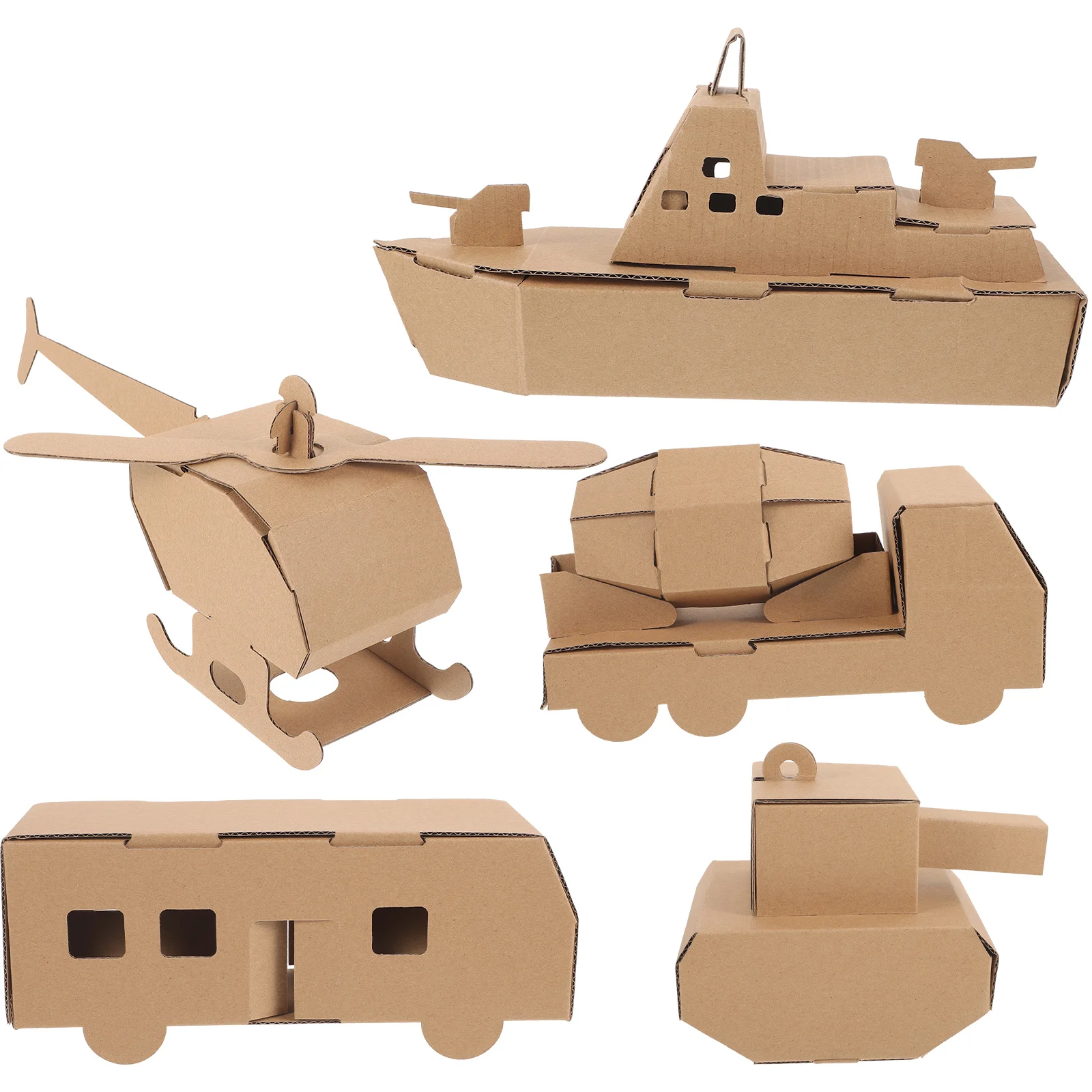 

5 Pcs Paper Puzzle Kids Assembly Toy 3d Car Toys Model Educational DIY Child