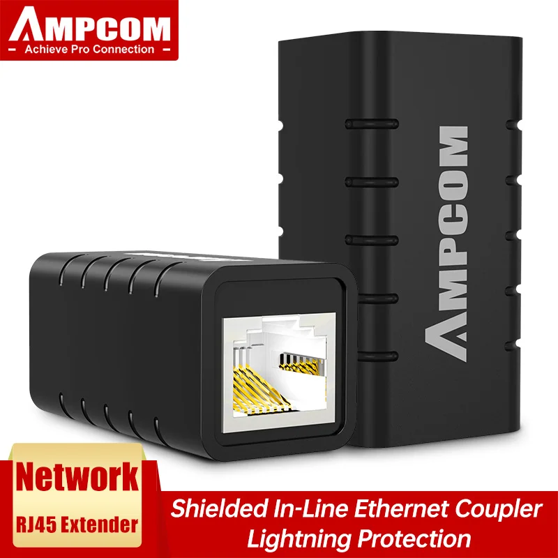 AMPCOM RJ45 муфта 8P8C f-удлинитель Разъем LAN адаптер Встроенный Cat7/Cat6/Cat5e кабель Ethernet-молниезащиты