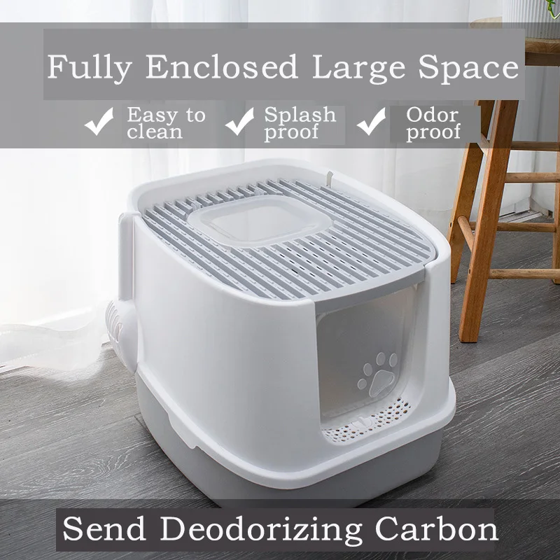 

Hot selling litter basin fully enclosed anti splash Cat Toilet anti odor sand control pet cleaning products
