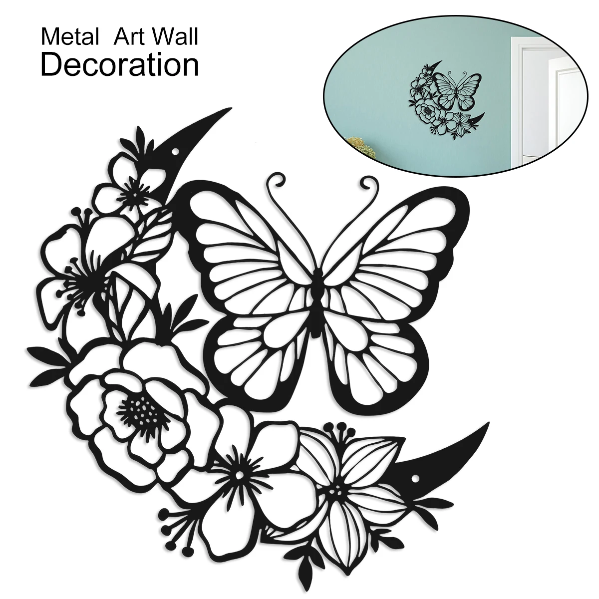 

Metal Butterfly Wall Art Flower Wing Metal Wall Décor Modern Floral Butterfly Metal Sculpture Rust-Proof Butterfly Flower