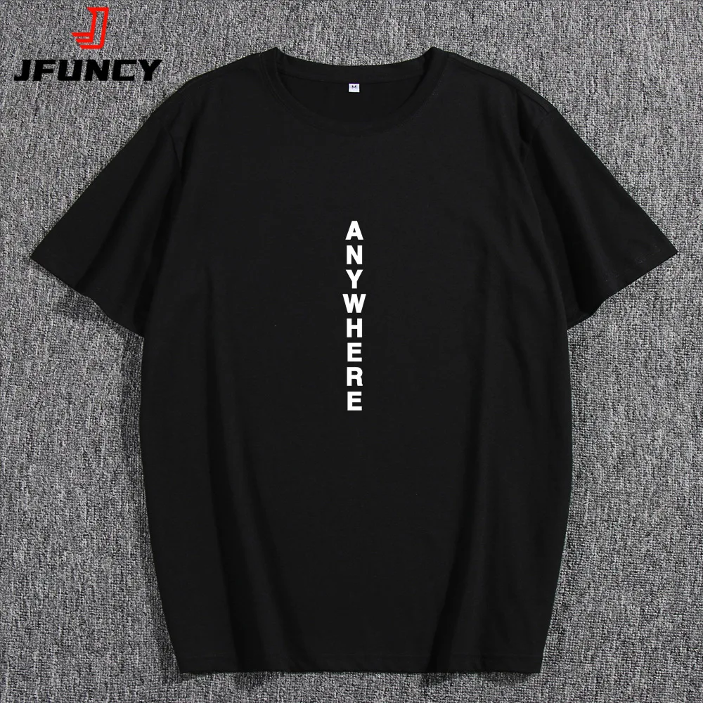 

JFUNCY Short Sleeve Men T-shirts Letter Printed Man T-shirt Summer Male Cotton Tshirt Top Men's Clothing Graphic Tee Shirt
