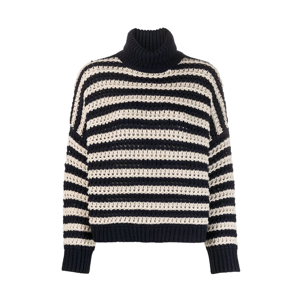 

WFMR MS Striped Turtleneck Sweater #wfmm002