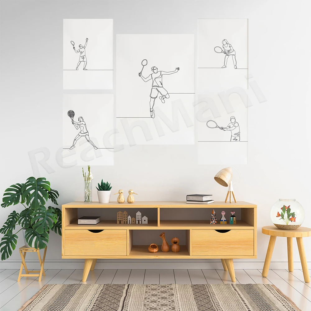 Плакат для игры в теннис простой скетч принт с непрерывным движением подарок