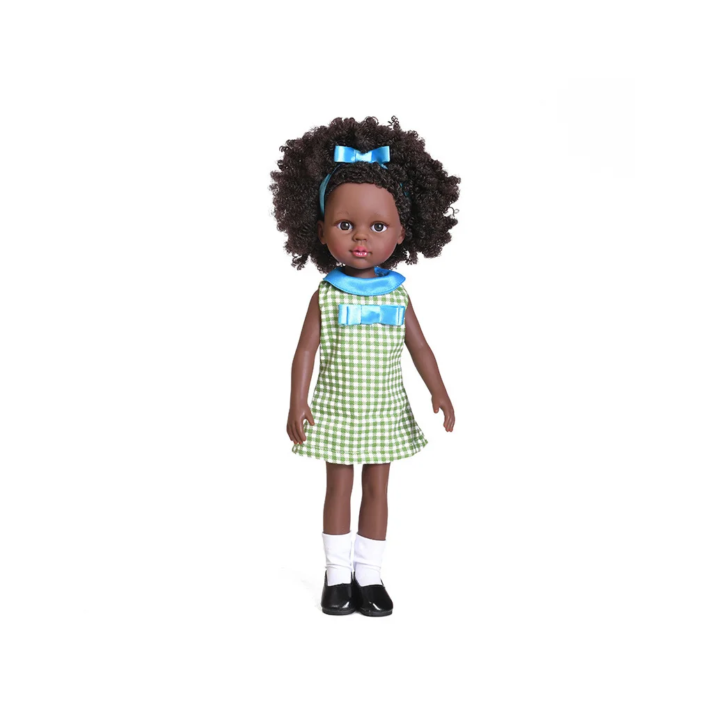 

35cm African American Doll Vinyl Lifelike School Nursery Toy Adorable Realistic Baby Shower Festival Children Kids