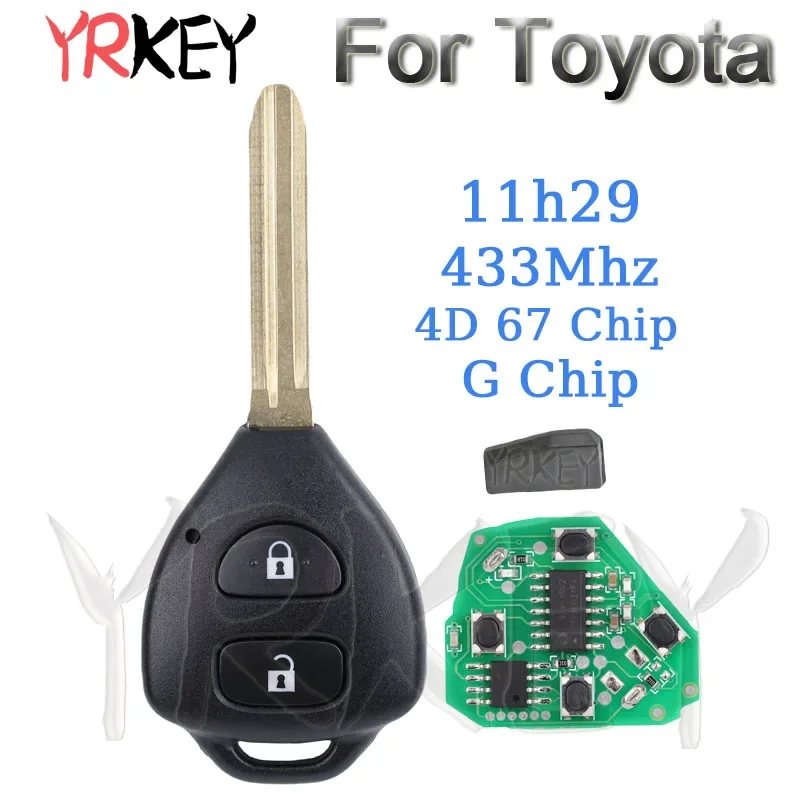 Фото Автомобильный ключ дистанционного управления для Toyota Corolla RAV4 Europe 2006 2007 2008 2009 2010 11H29 433 МГц ID67 Чип Smart 2 кнопки Автомобильный ключ №1