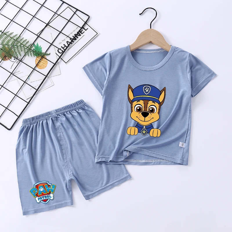 Фото Комплект пижамы Paw Patrols Loungewear Chase Skye, летняя домашняя одежда, пижама с героями мультфильмов, пижама Kawaii с короткими рукавами, подарки на день рождения №1