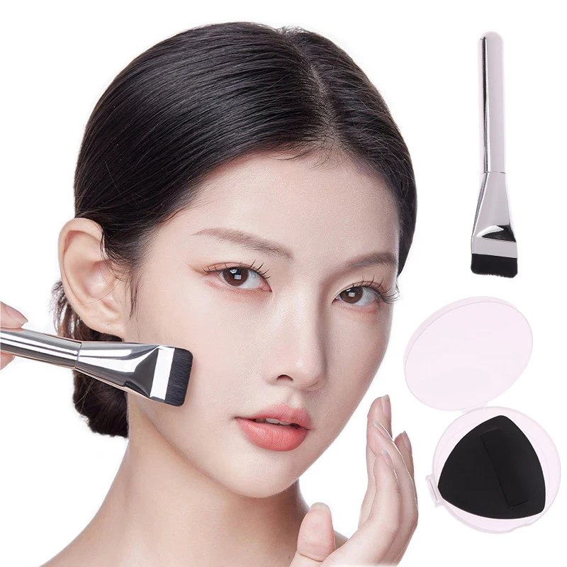 Черный ананас консилер основы макияж кисть и черный спонж ультратонкая плоская