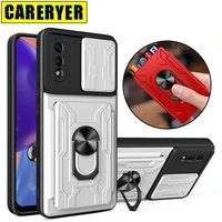 card slot shockproof phone case for samsung m02 m12 m32 m52 m62 slide camera lens car holder cover for galaxy f62 boost celer 5g