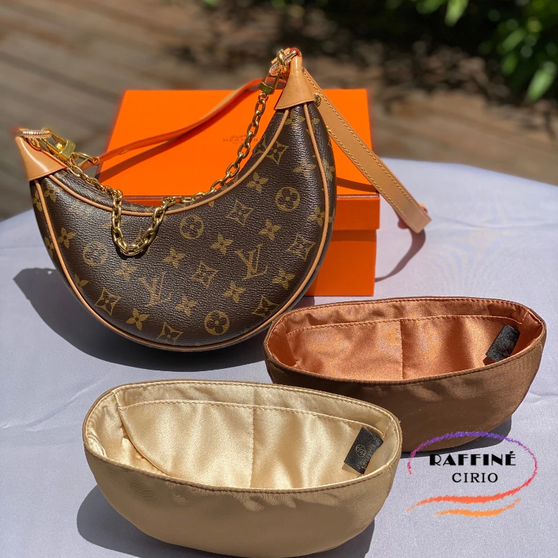 

High Quality Insert Bag Organizer For LV Loop Hobo, Makeup Purse Handbag Inside Devider Premium Nylon And Satin Fabric