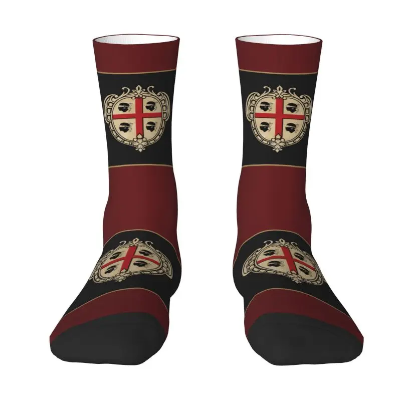 

Cool Mens Vintage Sardinia Coat Of Arms Dress Socks Unisex Warm Breathbale 3D Printing Italy Sardegna Patriotic Crew Socks