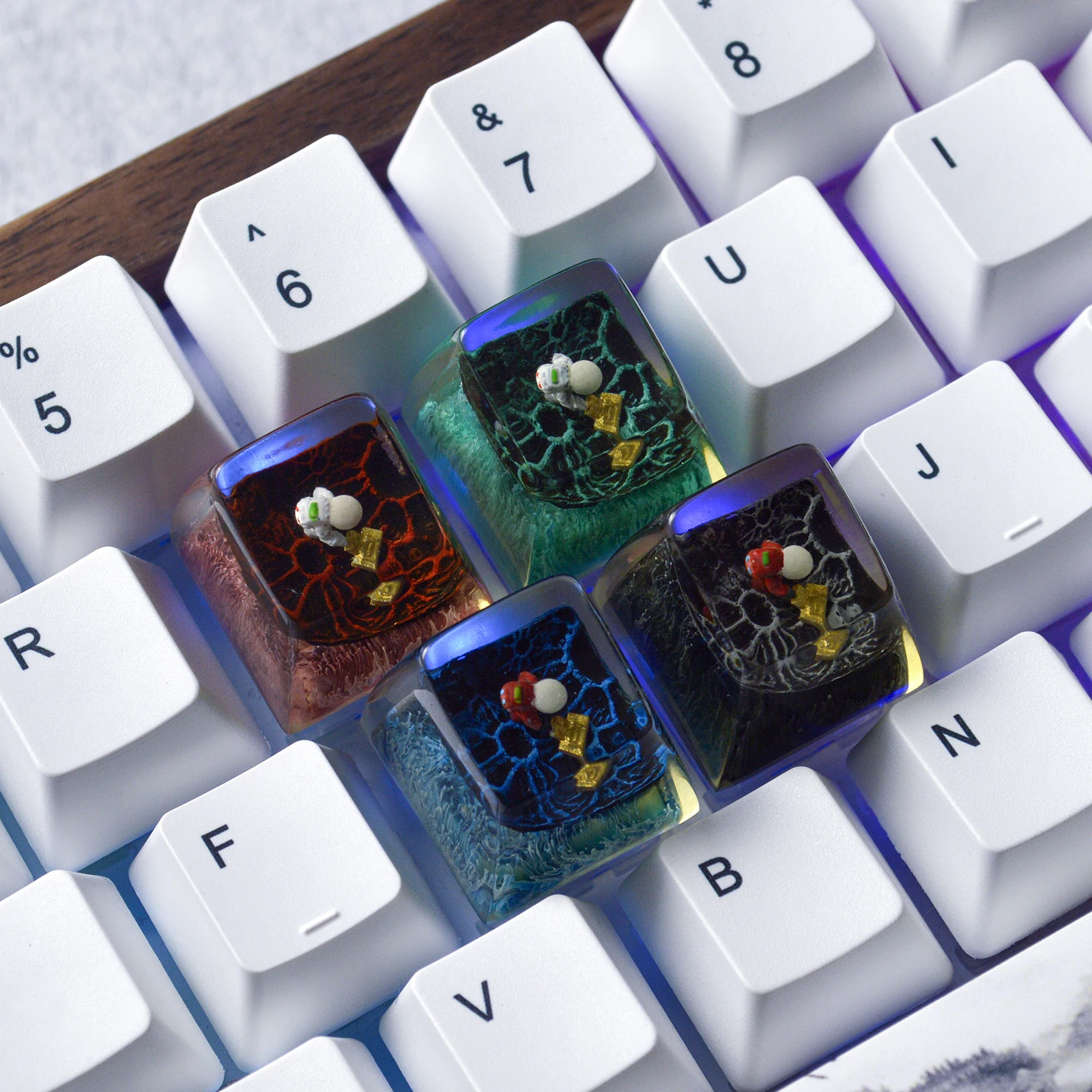 

Astronaut Resin Key Caps OEM Profile For Cherry MX Mechanical Keyboard Double-shot Cute Replace Backlit Game Gifts Keycaps 1Pcs
