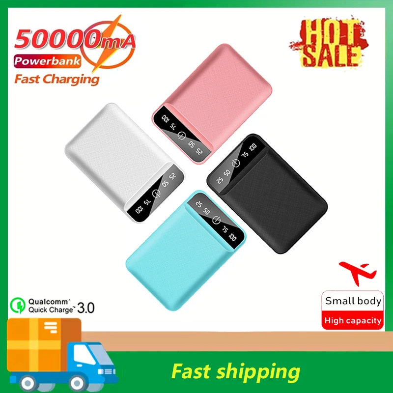 

Mini Portable 50000mAh Power Bank with Dual USB Port Digital Display External Battery Travel Charger for Samsung Iphone Xiaomi