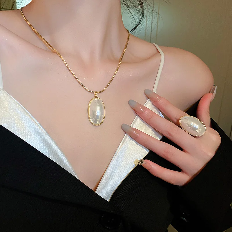 Овальное ожерелье/серьги для влюбленных