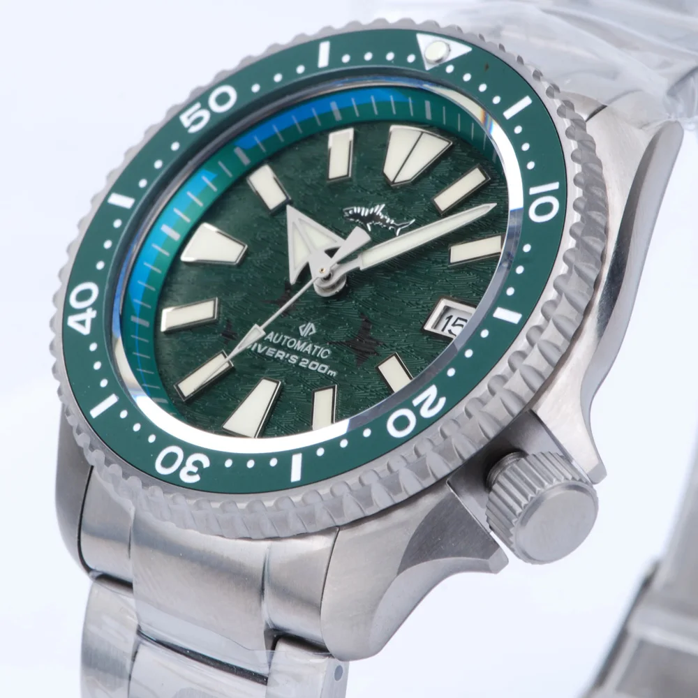 Мужские водонепроницаемые часы для дайвинга Heimdallr Titanium SKX007 с синим циферблатом 44
