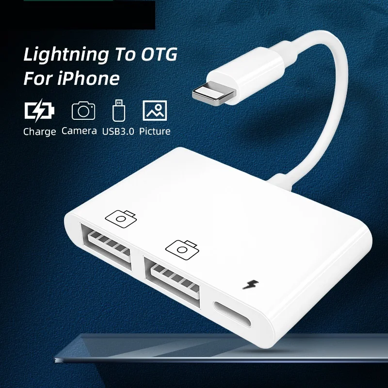 

2022 Lightning To OTG USB Camera Adapter Card Reader Connector Adapter For IPhone13/13pro IPad For Mouse Keyboard MIDI Charger
