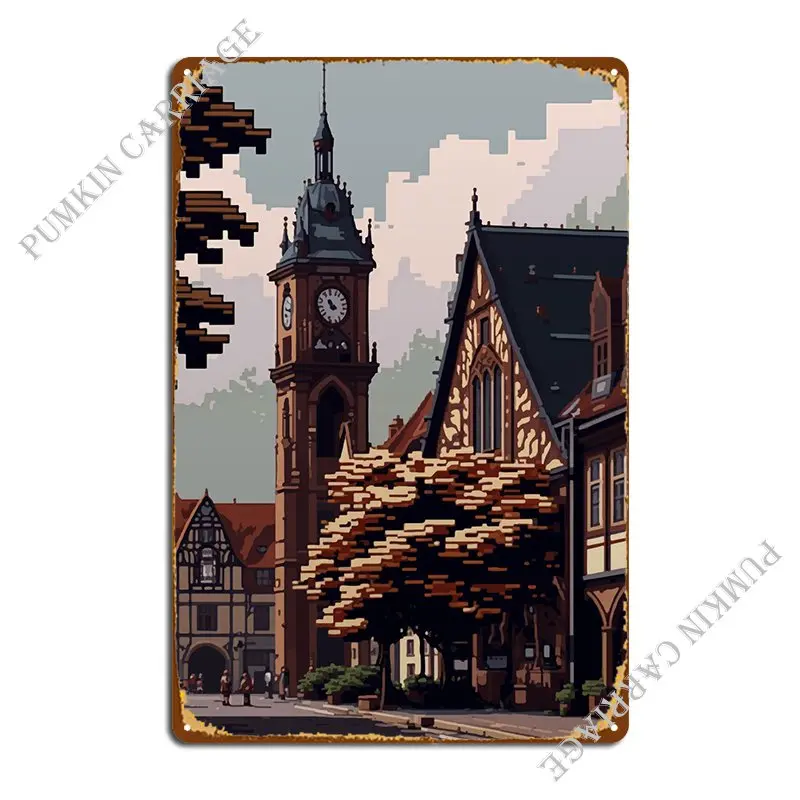 

Heilbronn Pixel Art Metal Plaque Poster Garage Wall Decor Wall Mural Plaques Tin Sign Poster
