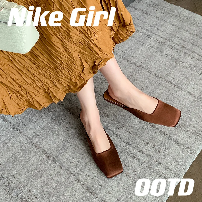 Женская швабра с французским квадратным носком крутая мелким атласным