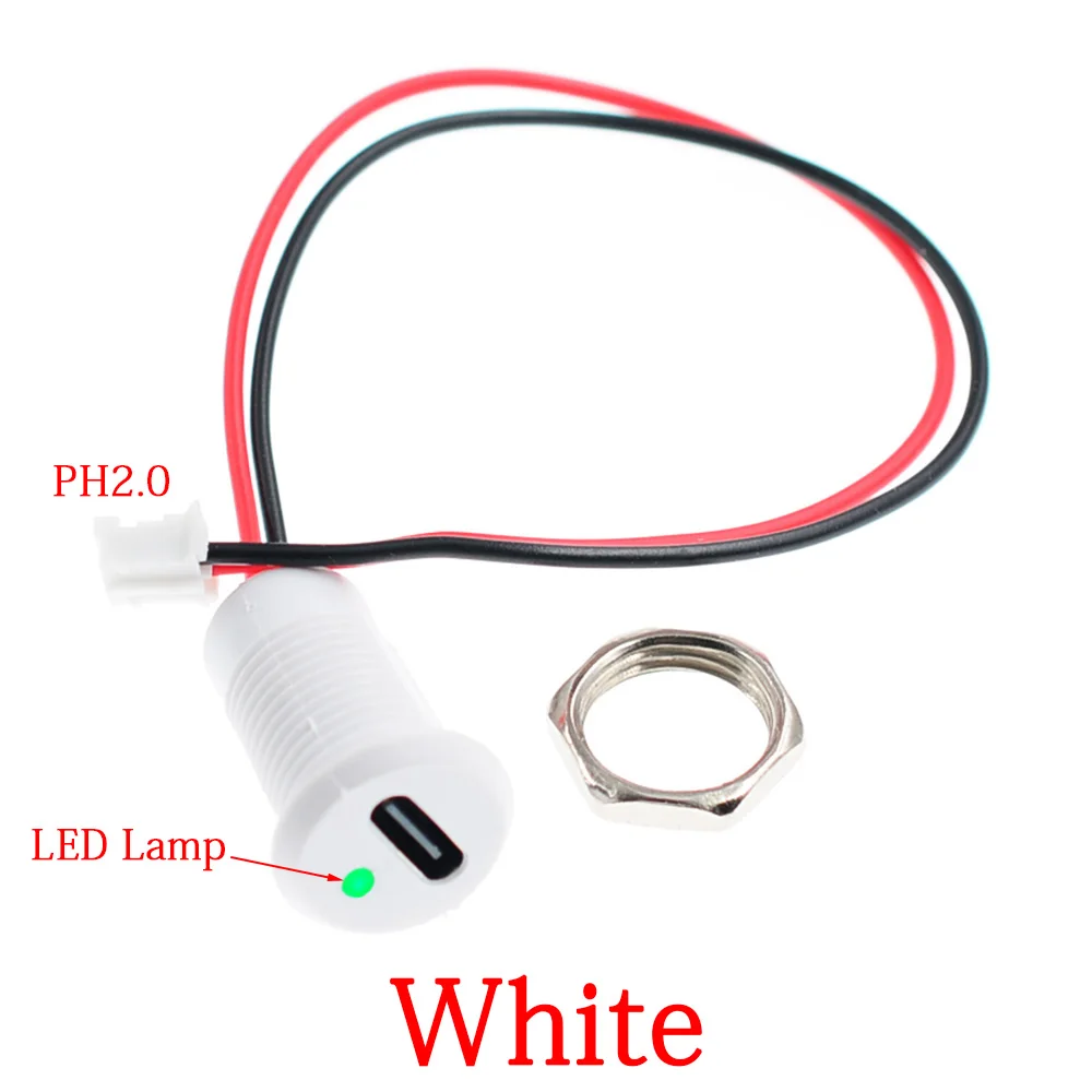 1-10 шт. 2-контактный светодиодный разъем USB-C Type-C, водонепроницаемый с блокировкой гайки PH 2,0, монтажная панель, разъем для быстрой зарядки TPC