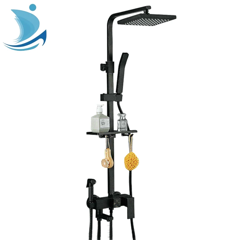 

Black Rain Shower Faucet Set Bathroom Shower Mixer Crane, Rotatable Spout Faucet Brass Main Body Bathtub Faucet Thickened Brass