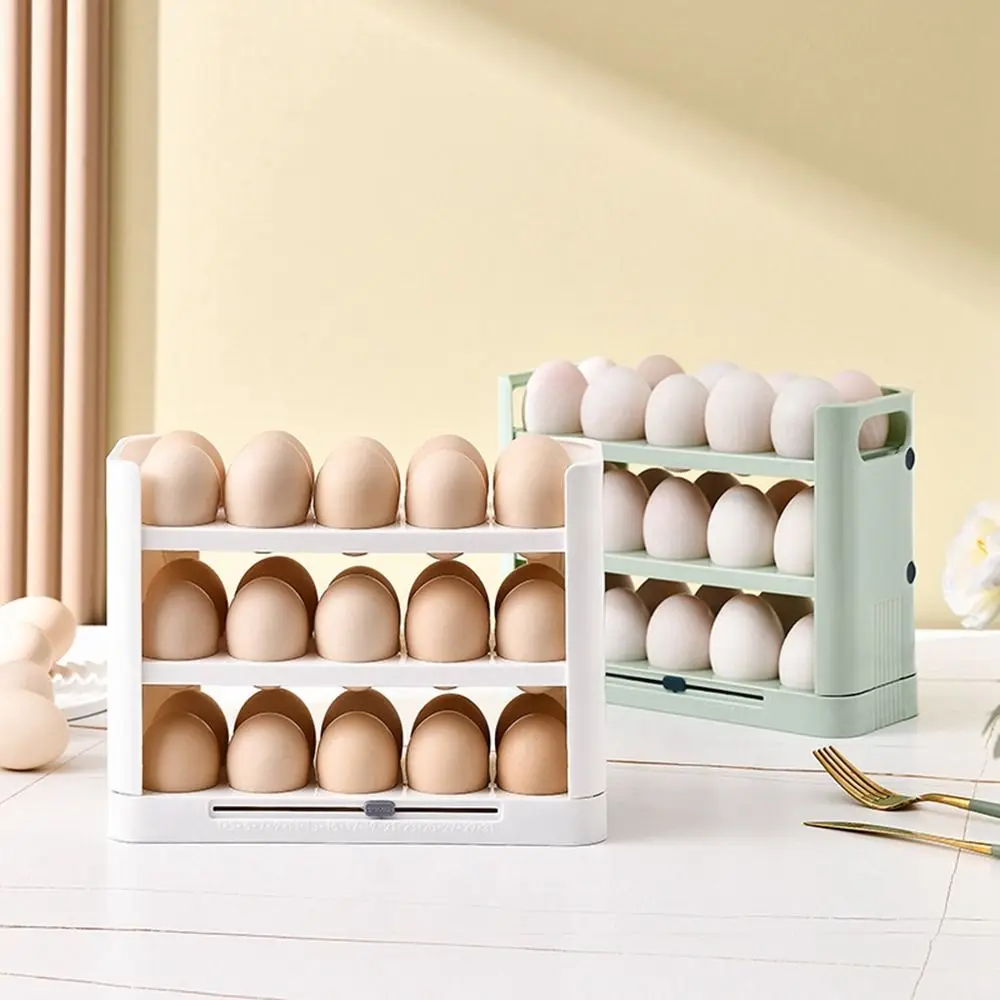 

Plastic Egg Holder Flippable Egg Organizer 30 Count Egg Storage Box for For Refrigerator Side Door