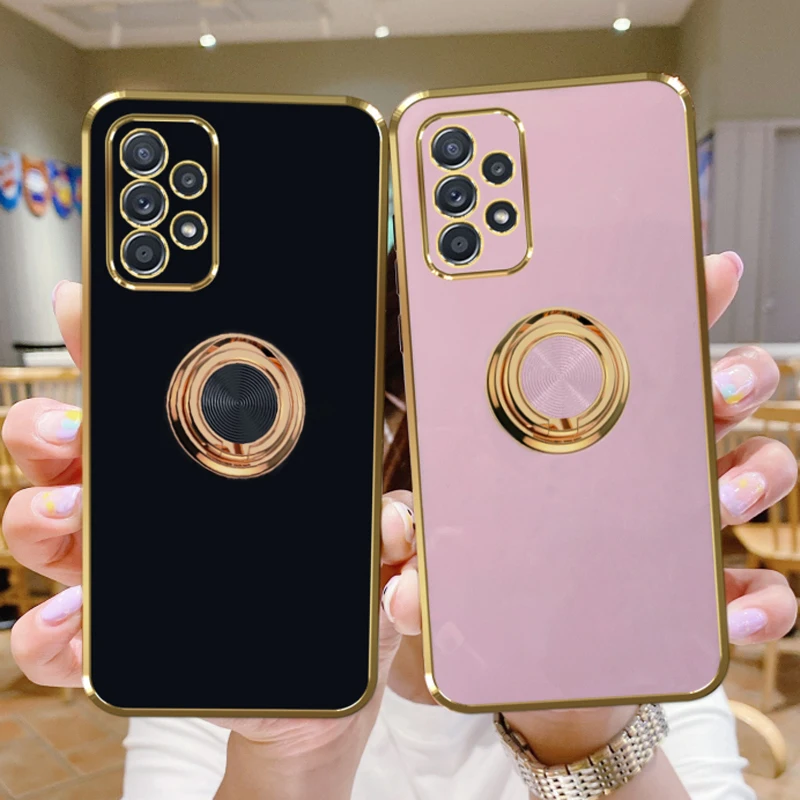 

Luxury Plating Magnetic Case For Samsung Galaxy A52 A53 S21 FE S22 Ultra S10 S20 Plus Note 20 10 9 A72 A 52 53 Ring Holder Cover