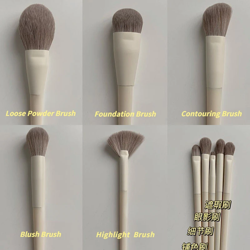 Набор мягких пушистых кистей для макияжа тени век основы косметики пудры румян