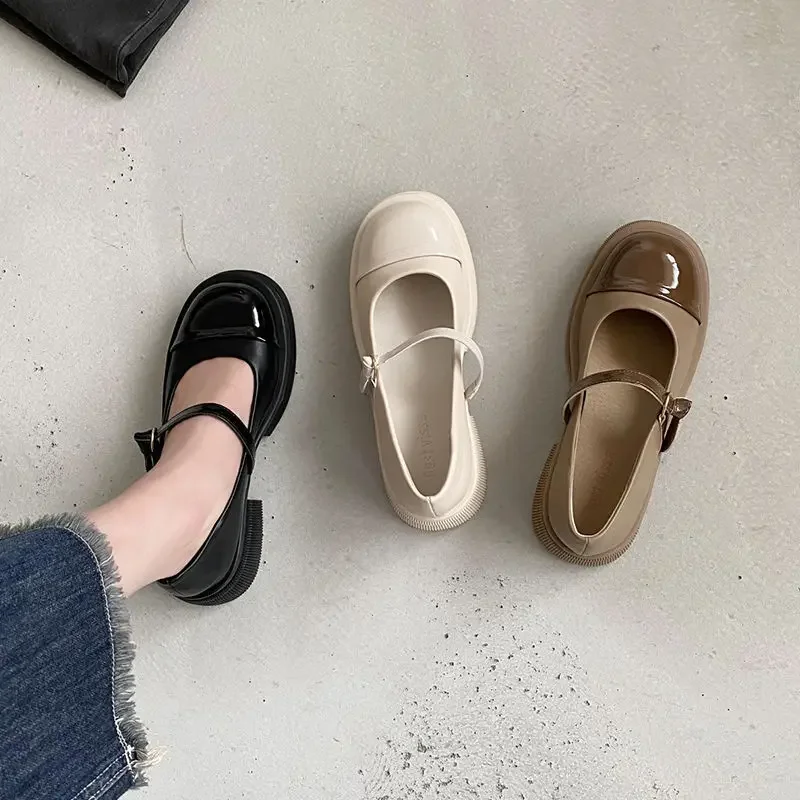 Винтажные женские маленькие кожаные туфли в британском стиле летние Мэри Джейн