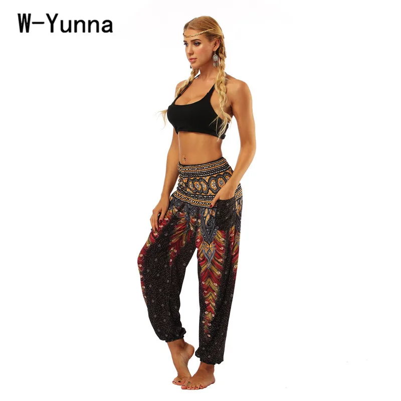 Женские летние брюки в богемном стиле W-Yunna эластичные леггинсы с широкими