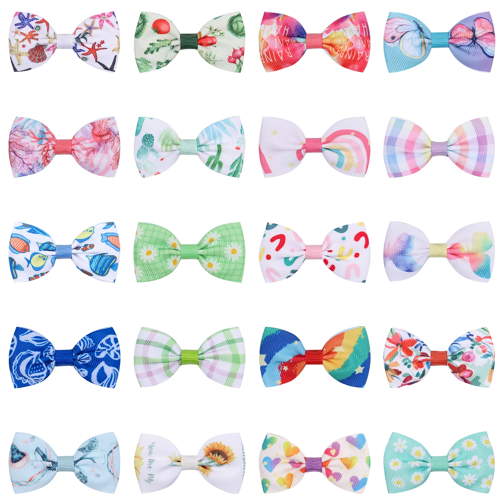 

Оптовая продажа, 2,6 дюймов, заколки для волос с бантом и радужным принтом подсолнуха для девочек, заколки для волос, головные уборы, Детские а...