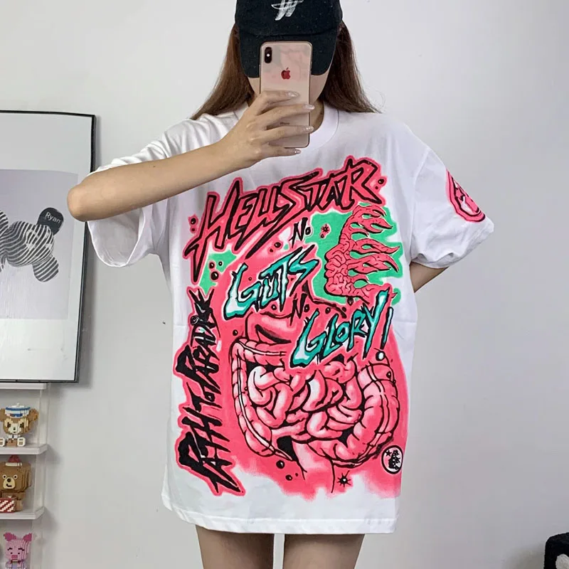 

2023SS Hellstar No Guts No Glory Tee High Quality Fashion Large 100% Cotton Short Sleeve T-shirt