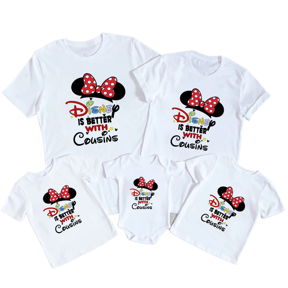 Disney is Better With Cousin Family Matching Outfits Mickey Minnie Print Fashion Brother Sister Summer T-shirt Set Baby Tops