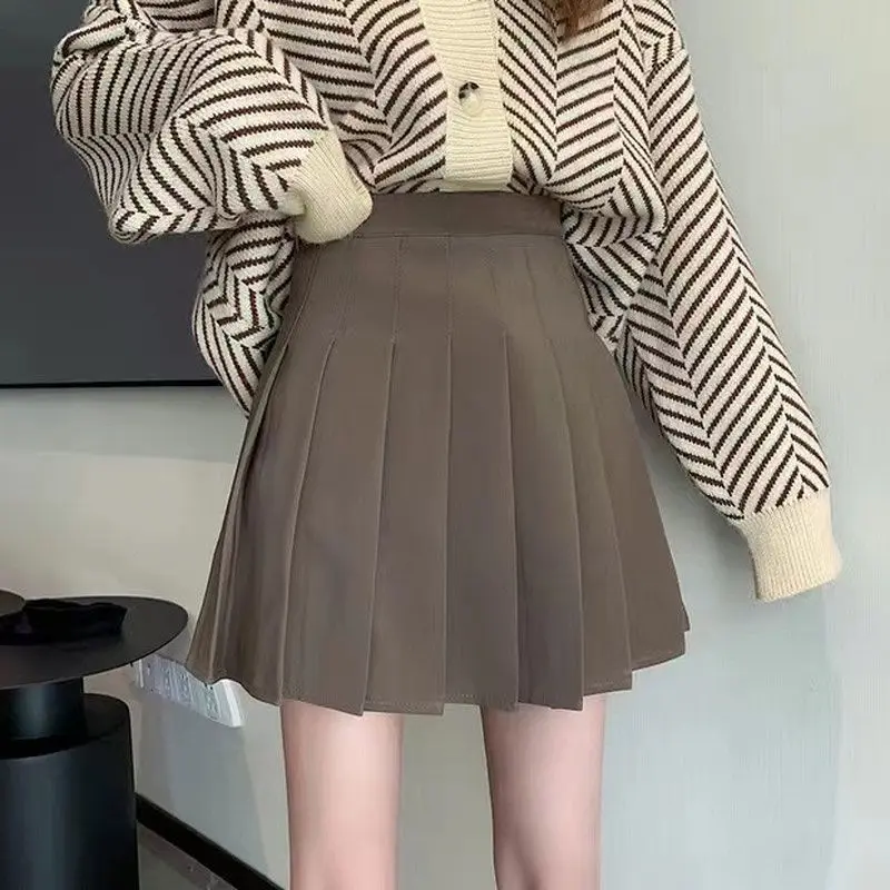 High Quality Pleated Skirt Female Spring and Autumn High Waist Slimming A-line Skirt Summer Student Skirt Olid Color Minimalist (art.: 3920ca2dd1fc1) - 3920ca2dd1fc1